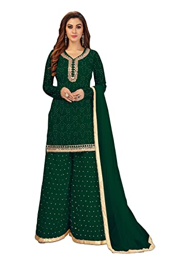 Image of TRENDMALLS Women's Cotton Embroidery Kurta Sharara Suit Set