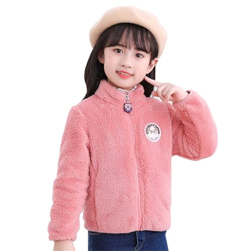 Stand Collar Fleece Jacket for Toddler Girls Cartoon Zip Up Long Sleeve Sherpa Coat Kids Cute Cozy Warm Winter Outerwear2