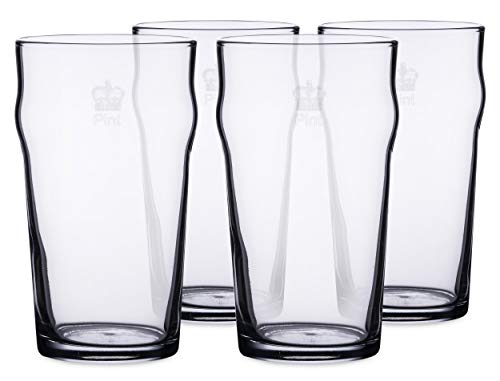 KegWorks British Pub Style Imperial Pint Glass with Etched Seal Set of 4 Gift Boxed
