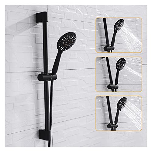 Barre de douche noire avec support de pommeau de douche haute pression