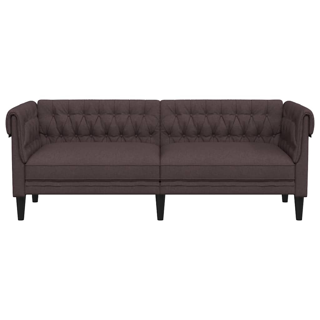 Chesterfield Canapé 3 places en tissu marron foncé, cadre en bois massif robuste, 201,5 cm de large, confortable rembourré, pour salon, design élégant