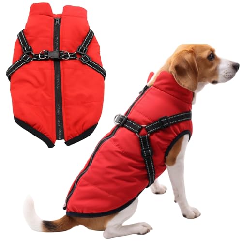 1 PCS (Suitable for 8 to 10 pounds) 3 in 1 Winter Jacket for Dogs Cozy and Warm Dog Coat Water-Resistant Outer Layer Adjustable Straps for Secure Fit Ideal for Cold Weather Small to Large Sizes
