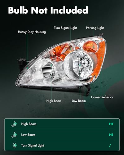 Image of SCITOO Headlight Assembly Fits For HONDA CR-V 2005-2006 Headlamps Replacement For 05 06 HONDA CR-V in Chrome Housing Amber Reflector Clear Lens Driver & Passenger Side | Fit 2005-2006 for Honda CR-V Headlights | Driver & Passenger Side | Chrome Housing Amber Reflector| OE#33151-S9A-A11
