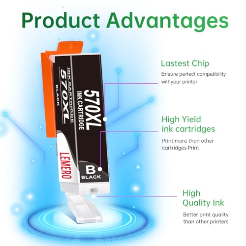 Lemero 570XL 571XL Patronen Kompatibel für Canon Druckerpatronen 570 571 XL Multipack PGI-570 CLI-571 für Canon Pixma TS5050 TS6050 MG5750 MG6852 MG5753 MG7750 MG5751 TS8050 TS9050(20er-Pack)