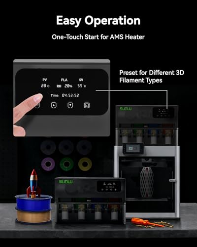 Image of SUNLU AMS Heater, Compatible with Bambu lab AMS Gen 1 - Enables Simultaneous Printing & Drying, Easy Installation, Fast Heating to 70C, 4-Spool Capacity Filament Dryer (Not Included AMS)
