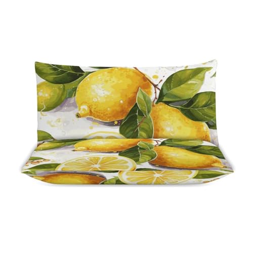 Parure de lit haut de gamme ultra douce 3 pièces avec linge de lit citron - 4