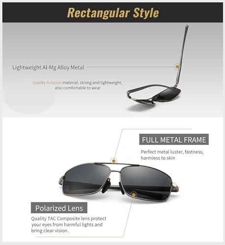 SUNGAIT Ultra Lightweight Rectangular Men’s Sunglasses and Sport Sunglasses Metal Frame4
