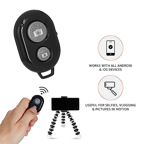 Amazon Basics Bluetooth Remote Shutter for iOS and Android with Bluetooth Technology, Useful for Selfies, Group Shots, self Portraits and Long-Exposure Shots | Works with Most Smartphones and Tablets 5