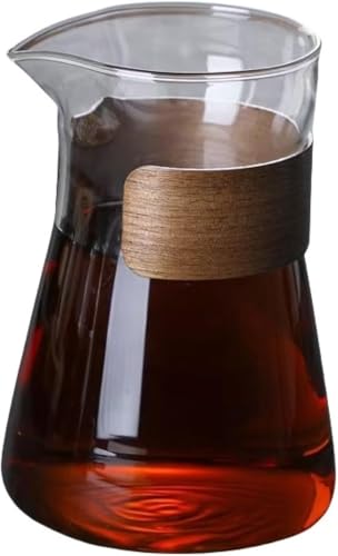 Sefoemut コーヒーポット 割れない 高ホウ素シリカガラス材料 耐熱ガラス 直火対応 耐寒性 クルミ材 コーヒーサーバー 透明 電子レンジ 食洗機対応 コーヒー用品 使いやすい 洗いやすい 多用途 家用 喫茶店 槌目ガラス 500ml ((3個)A)