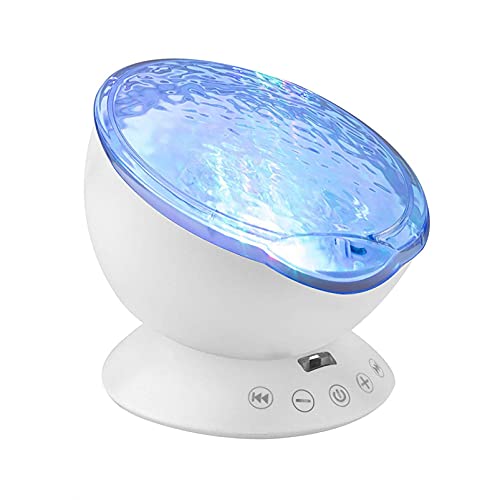AAFLY Night Light Projector Ocean Wave - Sound Machine apaisante Nature Bruit et Détente Light Show - Changement de Couleur Vague Effets de lumière pour bébé Enfants Adultes Chambre Salon (White) Cover