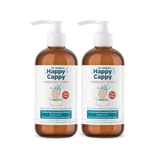 Image of Happy Cappy Medicated Shampoo and Body Wash- Baby Dandruff Shampoo, Helps Cradle Cap and Seborrheic Dermatitis, Reduces Redness, Dermatologist Tested, Fragrance-Free- 8 Fl Oz (Pack of 2)
