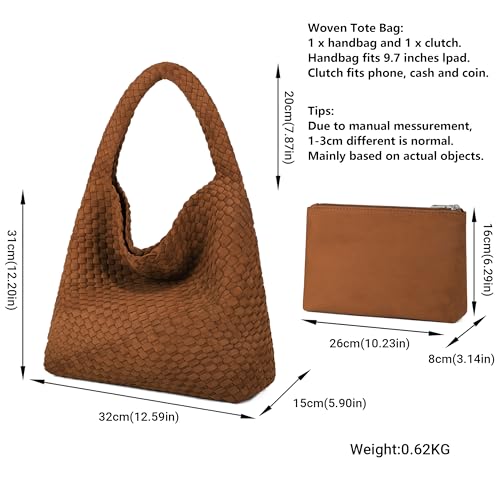 Image of Queenoris Fashion Hobo Bags for Women Top-handle Shoulder Bag Vegan Leather Purses Soft Summer Tote Bag | WOVEN