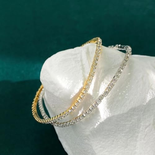 Bracelet extensible en zircone cubique anti-perte sans fermoir difficile