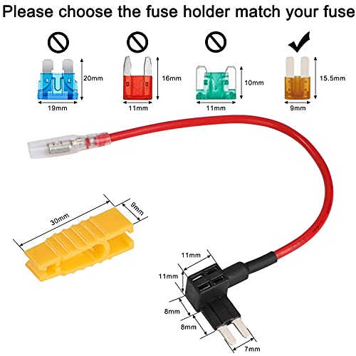 Portafusible Coche Circuito Cuchilla Estilo Adaptador Add-A-Circuit Fusible Titular con 1 PCS Extractor 6 Fusibles 5A 10A 15A