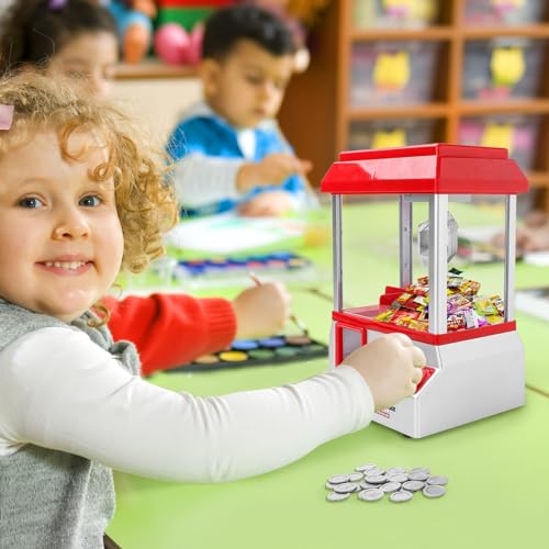 Dhouse Candy Grabber Süßigkeitenautomat Machine Dispenser Machine Spiel Candy Clip und Dispenser Grab Hand Slot Machine Rot