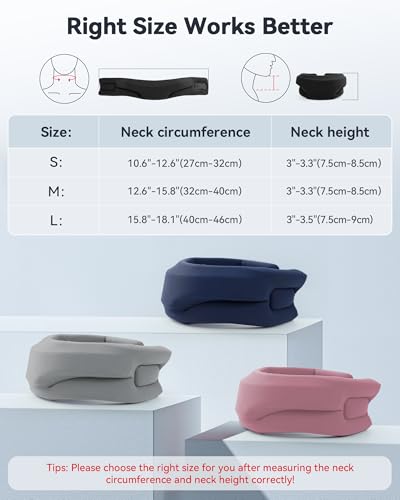 Qwnccet Neck Brace Cervical Collar - Neck Support Brace for Sleeping, Soft Foam Wraps Keep Vertebrae Stable and Aligned for Relief of Cervical Spine Pressure Black Medium(12.6-15.8 Inch)