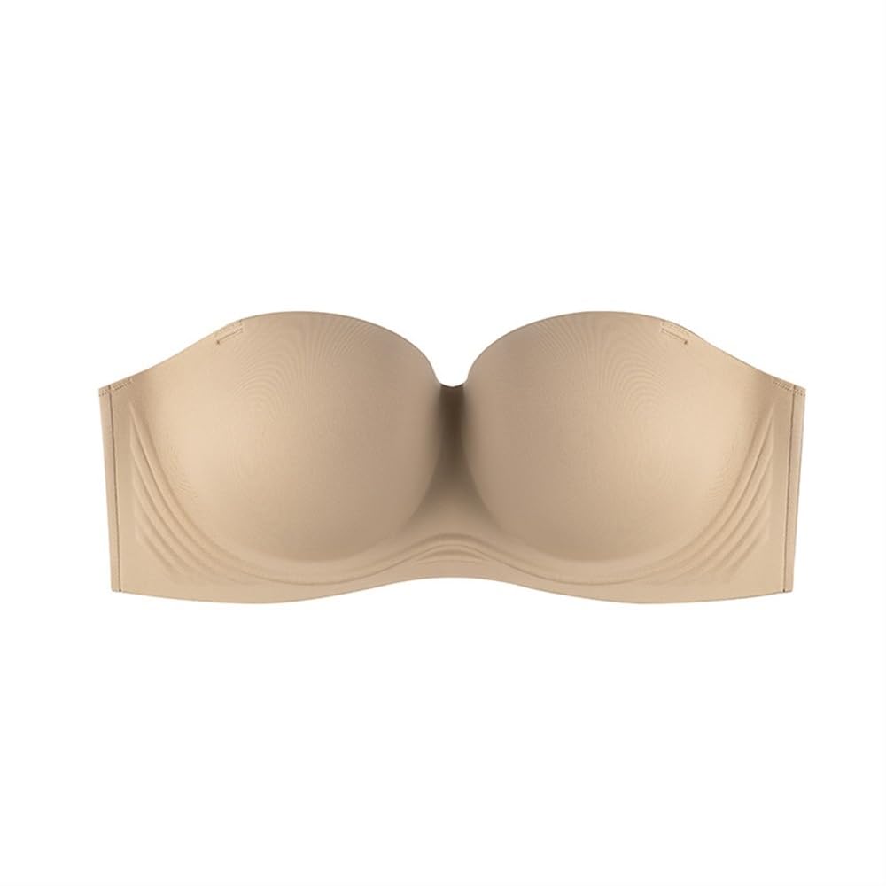 Reggiseno Senza Spalline Taglie Forti Reggiseni Balconcino con Ferretto Reggiseno A Fascia Invisibile Reggiseni con Spalline Convertibili Regolabili(Deep Skin,F_34/75)