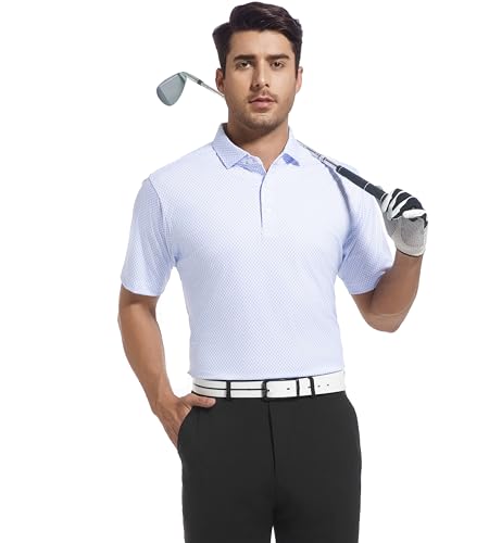 Alex Vando Mens Golf Shirt Moisture Wicking Classic Print Golf Shirts for Men