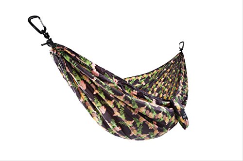 Montem Fly-Napple & Chill Camping Hammock - Lightweight Ripstop Nylon Portable Hammock, Best Parachute Hammock For Backpacking, Camping, Travel, Beach, Yard. 110"(L) X 55"(W) (Pineapple Black/Gold) #TOP1