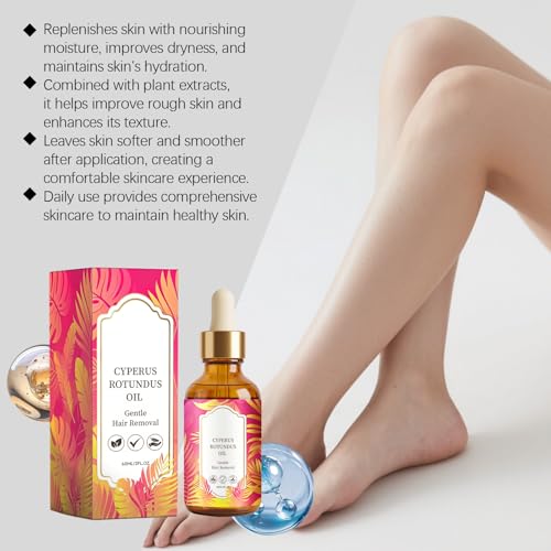 Generic Cyperus Rotundus Oil for Hair Removal Support - Natural Botanical Serum for Smoother Skin, Soothing Post-Shave & Waxing Care for Face and Body, Enriched with Vitamin E & Olive Oil, 60ML (2 FL.OZ)