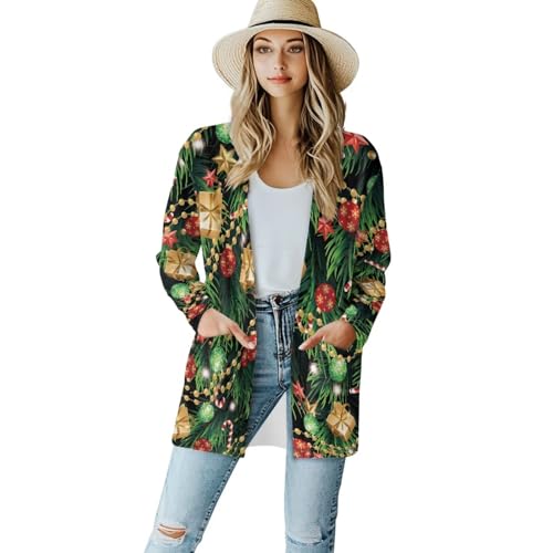 Image of Women's Lightweight Cardigans with Pockets Trendy Long Sleeve Open Front Cardigan Casual Tops Jackets Fall Oufits S-2XL