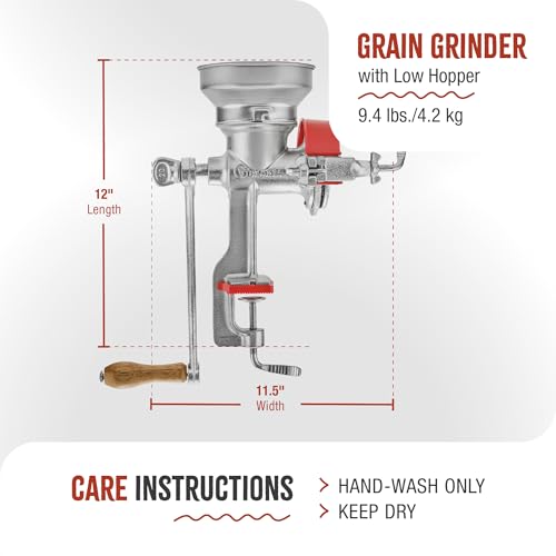 Image of Victoria Manual Cast Iron Grain Mill with Low Hopper, Premium Corn-Grinding Mill and Grain Grinder, Made in Colombia (Pack of 3)
