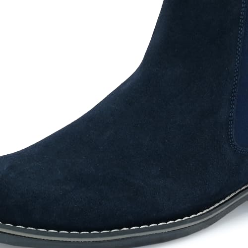 Image of Blue Leather By Centrino Genuine Leather Men's Formal and Casual Leather Boots | Versatile and Sophisticated Chelsea Boots for Every Season | Fashionable Elegant Boots for Any Occasion (3964)
