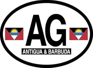 JS Artworks Antigua and Barbuda Flag Oval Vinyl Sticker Decal