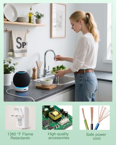 15W Power Supply Charger for Alexa Echo Dot(3rd/4th/5th Gen) and Echo Dot with Clock, 12V 2M Power Adapter Cable for Echo Dot Kids Edition Echo Show 5(1st & 2nd Gen) Spot Pop Fire TV Cube Charger - Image 3