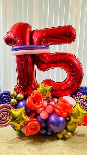 Image of Red Number 1 Balloon 40 Inch, 1st Birthday Balloon First Birthday Decorations, Shiny Red Party Supplies