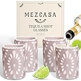 MEZCASA Talavera - Vasos de chupito de tequila de cerámica 100 % hechos a mano con diseño de cerámica mexicana de Talavera,