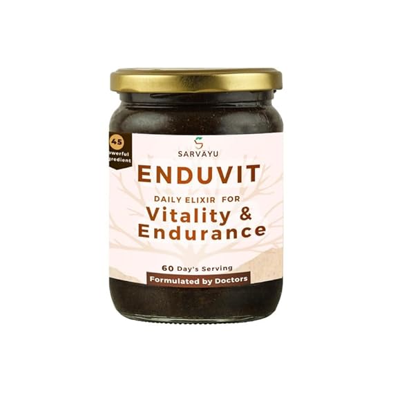 Sarvayu Enduvit | Energy, Stamina, Vitality, & Immunity Booster | Enhance Endurance & Heart Health for Men & Women | Formulated by Doctors | 45 Powerful Ayurvedic herbs (Nector Paste - 60 servings)