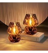 ONEWISH Lampe Champignon Petite Lampe de Table Vintage pour Chambre, Ensemble de 2, Lampe de Chev...