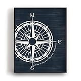 Let's Stay Together - Nautical Compass Song Lyric Wall Art Print, Modern Coastal Decor, Navy Blue And White Artwork For Living Room Bedroom (8x10' Unframed Print)