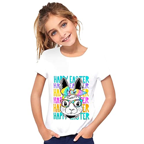 Camisetas atléticas para o dia da páscoa para meninos e meninas com estampa de coelhinho de manga cu