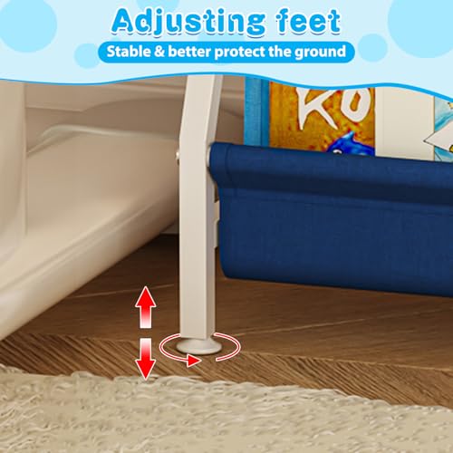 Image of Aokitsink Kid Bookshelf for Kids Rooms, 4-Tier Blue Montessori Bookshelf,Toddler Children Bookshelf,Metal Kid's Book Storage Organizer for Boys Room Furniture Playroom Kindergarten