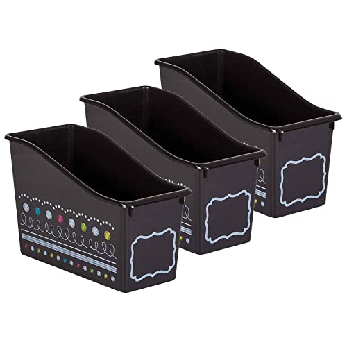 Bac à livres en plastique robuste Chalkboard Brights, rangement stable pour grands cahiers
