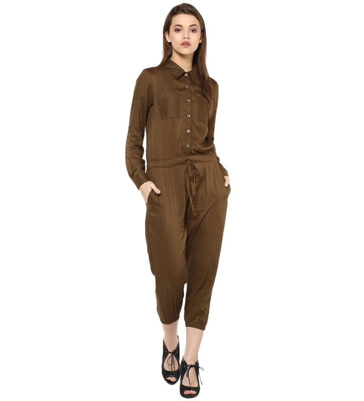 Tomar CreationWomen's Rayon Solid Long Sleeve Jumpsuit (Olive, XL)-PID61778-picture-17