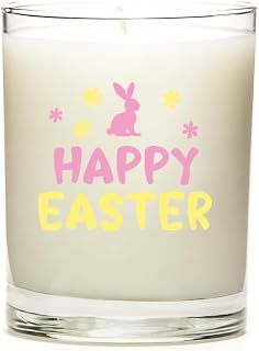 Vanilla Scented Happy Easter Bunny Candle, Easter Bunny Jar Candle, Handmade Easter Gift for Him or Her, 12oz