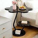 Mesa de Centro em Forma de Nuvem e Flor - Design Único, Base Estável e Versátil (Preto)