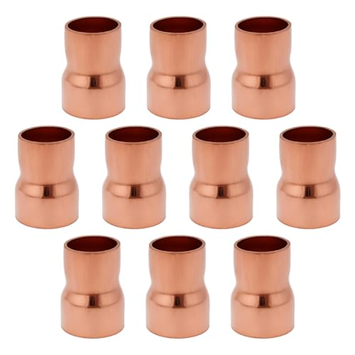 Create idea 10Pcs Copper Reducer Solder Connection 15mm to 12.7mm for Plumbing Reducing Straight Connector Pressure Fitting Pipe Tube Connector Adapter