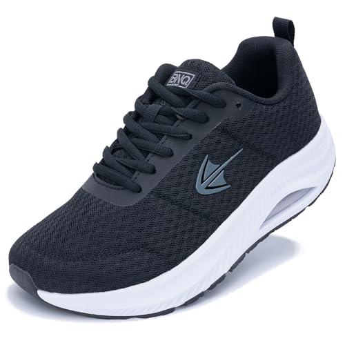 RomenSi Wide Toe Box Shoes Women Arch Support Walking Shoes Athletic Tennis Wide Width Sneakers for Plantar Fasciitis Black US 9