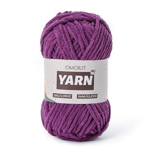 Image of Plush Chenille Chunky Crochet Yarn - Baby Yarn for Crocheting Soft - Velvet Yarns Knitting for Blankets Crafts - Fluffy Amigurumi Yarns 50g / 65.6yd (Violets)