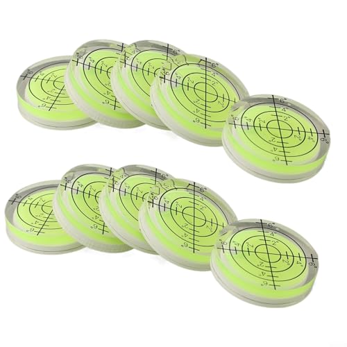 Juego de 10 niveles de burbuja para medición de precisión con marca circular redonda de 32 x 7 mm para un ajuste preciso del radio interno y mínimo error de paralaje