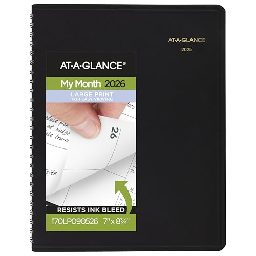 AT-A-GLANCE agenda 2026 mensuel 7x8-3/4 po, gros caractères