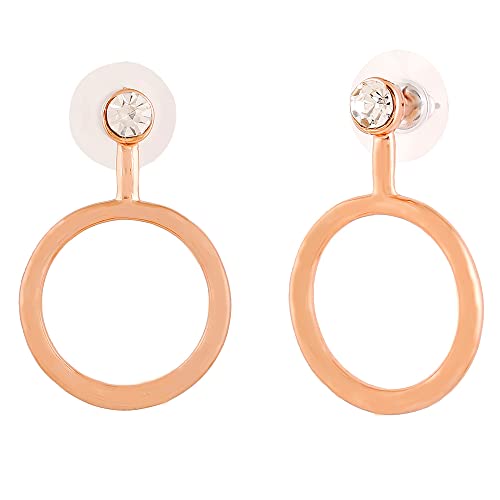Plated Classic Stud Earrings with Red Enamel