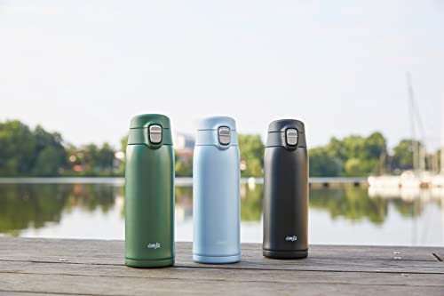 Emsa N21517 Travel Mug Light Isolierbecher, Fassungsvermögen: 0,4 L, extra-schlankes Format, Leichtgewicht, Edelstahl, Klappverschlusssystem, 100% dicht, 8h heiß/16h kalt, Schwarz 4