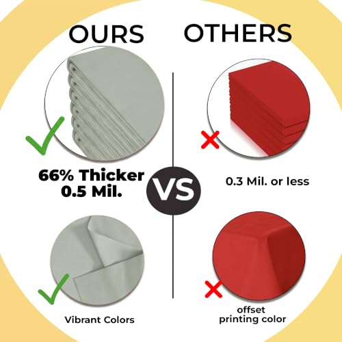 Image of Exquisite 66% Thicker Premium Sage Round Tablecloth 0.5 Mil 12 Pack Plastic Table Cloth Disposable 84 Inch Round Plastic Tablecloth Won't Tear Easily Like Cheap Thin Brands
