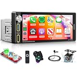 Single Din Carplay Car Radio with Wireless Carplay Android Auto, Hodozzy 6.9 inch 1 Din Touchscreen Car Stereo Support Bluetooth 5.2 FM Radio Type-C USB Fast Charge Mirrorlink EQ SWC Backup Camera