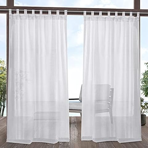 Exclusive Home Miami Semi-Sheer Indoor/Outdoor Hook-and-Loop Tab Top Curtain Panel Pair, 54"x108", Winter White Cover